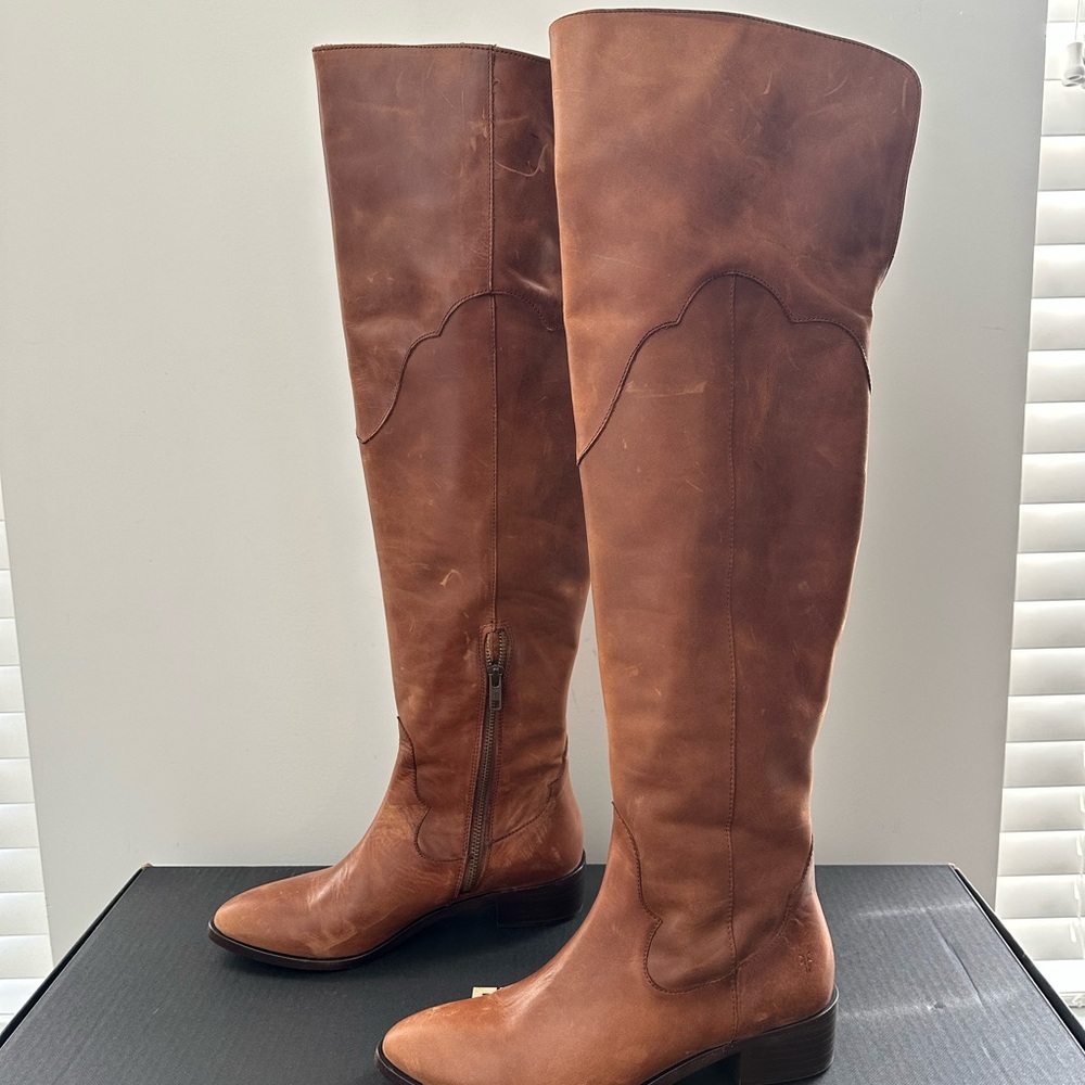 Frye Cognac Leather Over the Knee Boots